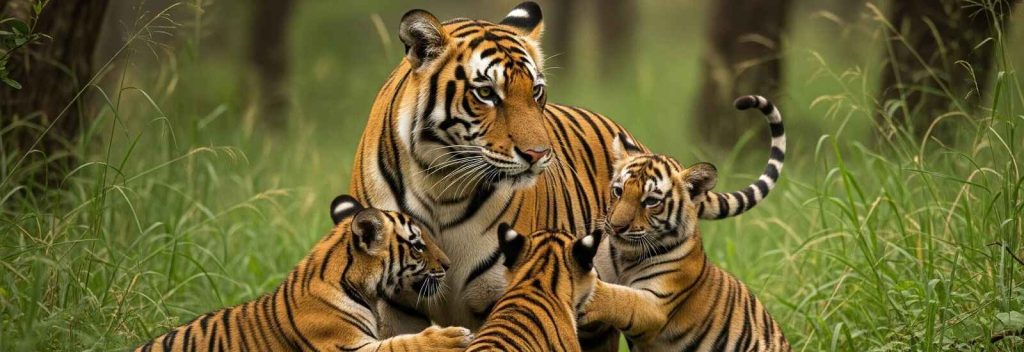 tiger with cubs in kishanpur