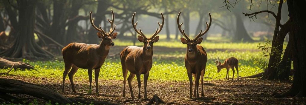 see swamp deer while train safari in dudhwa